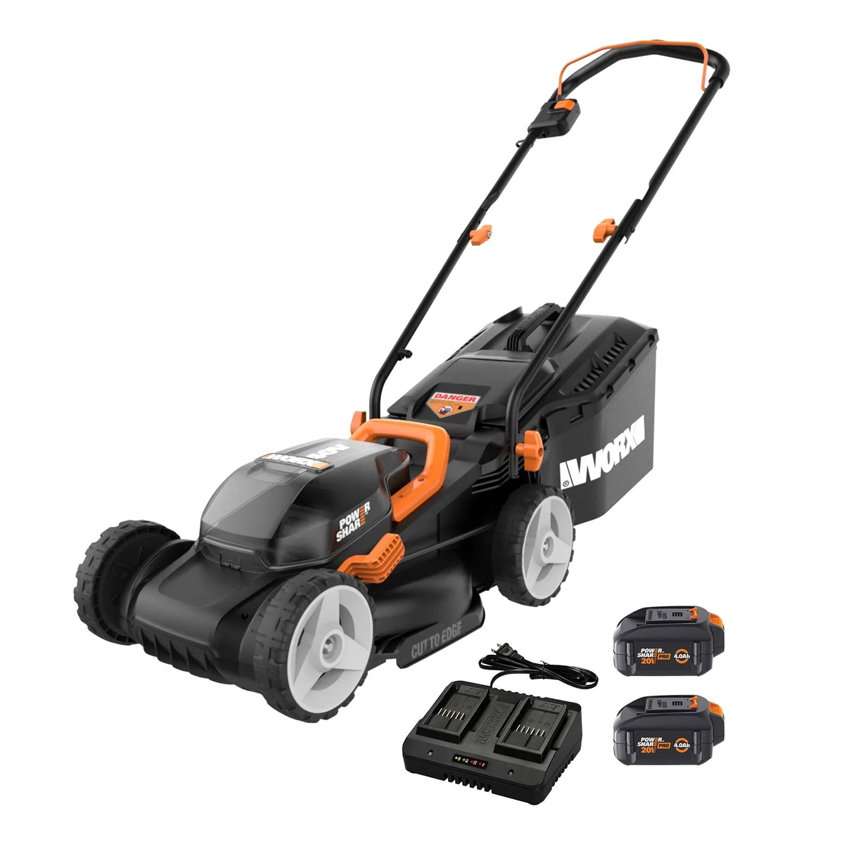 2026 NewWorx WG779 40V Power Share 4.0Ah 14" Cordless Lawn Mower (Battery and Charger Included)
