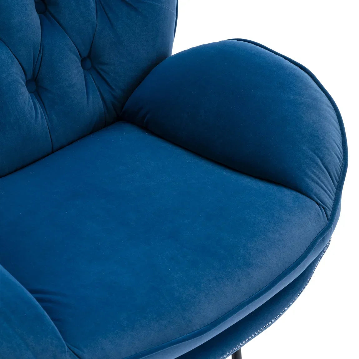2026 NewVelvet Swivel Accent Chair with Ottoman, Modern Chaise Lounge Chair with Metal Frame and Footstool, Comfy Armchair Reading Chair for Living Room Bedroom Office,Blue