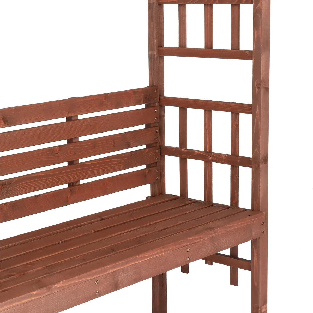 2026 New6.8FT Wooden Arch with Bench for 2 People, Garden Arbor Trellis for Climbing Plant, Outdoor Garden Lawn Backyard Patio Decor, Dark Brown