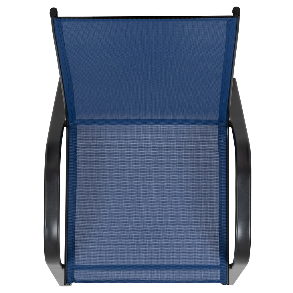 2026 NewBizChair 5 Pack Black Outdoor Stack Chair with Flex Comfort Material and Metal Frame