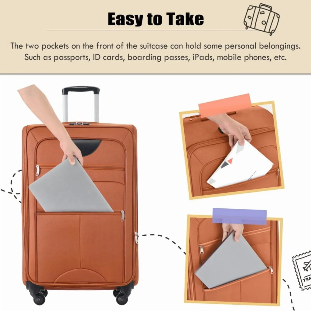 2026 NewSoftside Luggage Expandable 3 Piece Set Suitcase Upright Spinner Softshell Lightweight Luggage Travel Set
