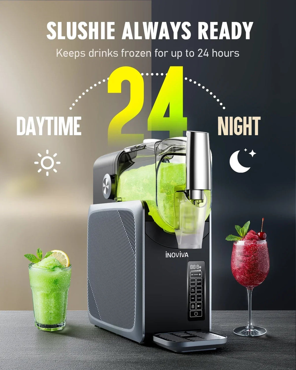 2026 NewSlushie Machine, No Ice Needed, INOVIVA 68 oz Frozen Drink Maker for Home with Self-Cleaning, 5 Preset Programs, Frozen Margaritas, Frapp"s, Milkshake, and More
