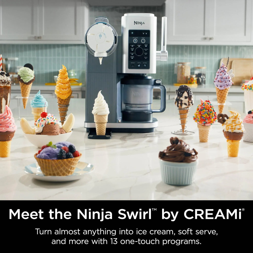 2026 NewOpen Box Ninja Swirl-Creami Soft-Serve Maker - SILVER ONE SIZE