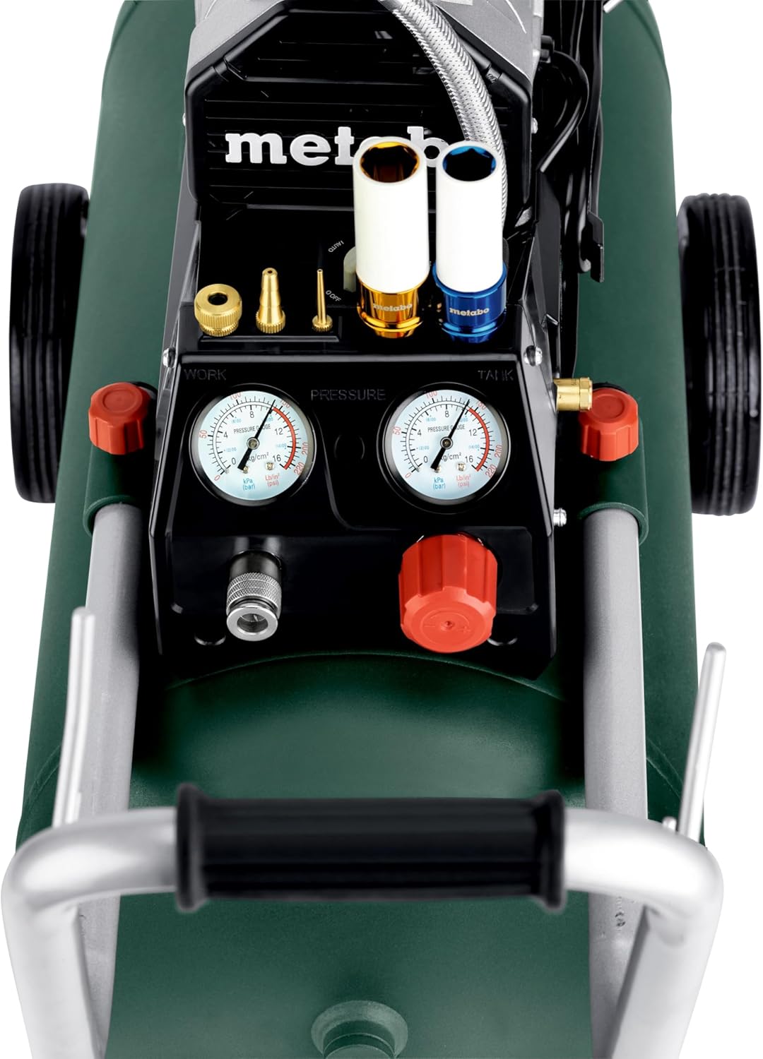 2026 Compresor silencioso Metabo Basic 270-50 OF, 50 L, 10 bar, 130 l/min, portátil y sin aceite para taller, con acoplamiento