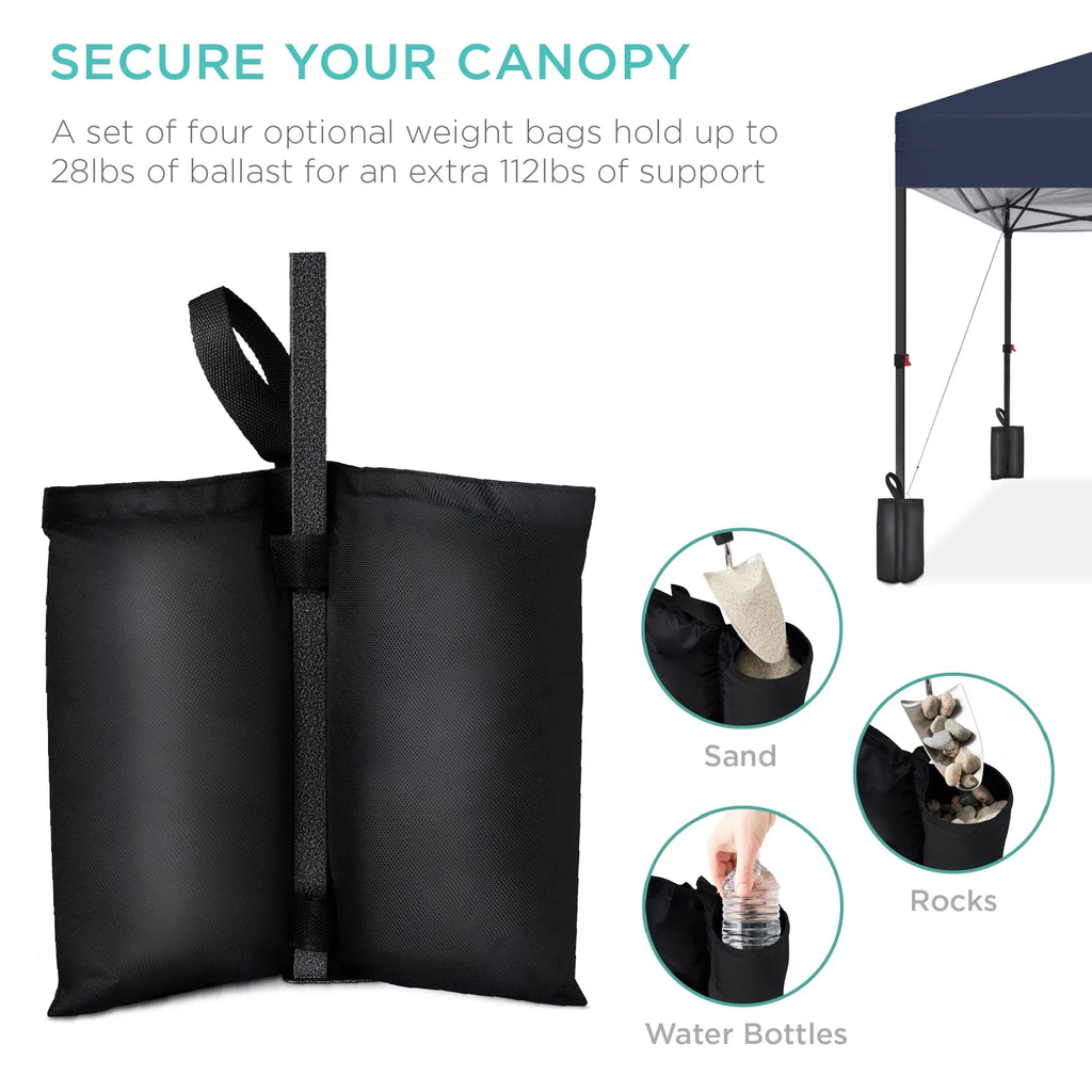 2026 NewBest Choice Products 12x12ft Easy Setup Pop Up Canopy w/ 1-Button Setup, Wheeled Case, 4 Weight Bags - Navy Blue