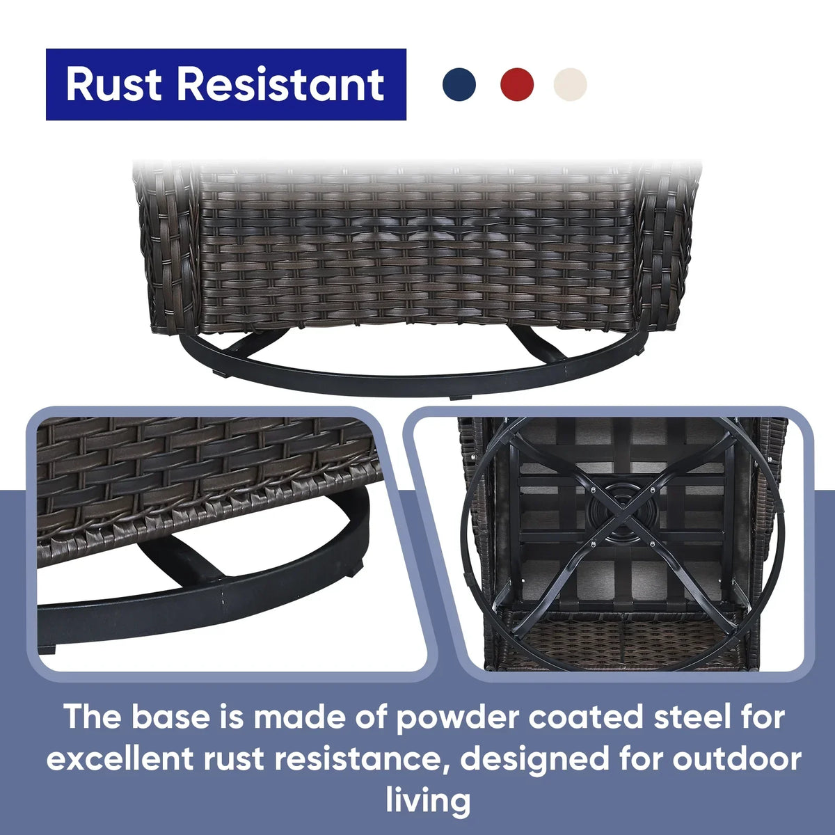2026 NewPOCASSY 3 Piece Patio Set Outdoor Wicker Glider Rocking and Swivel Chairs with Cushions