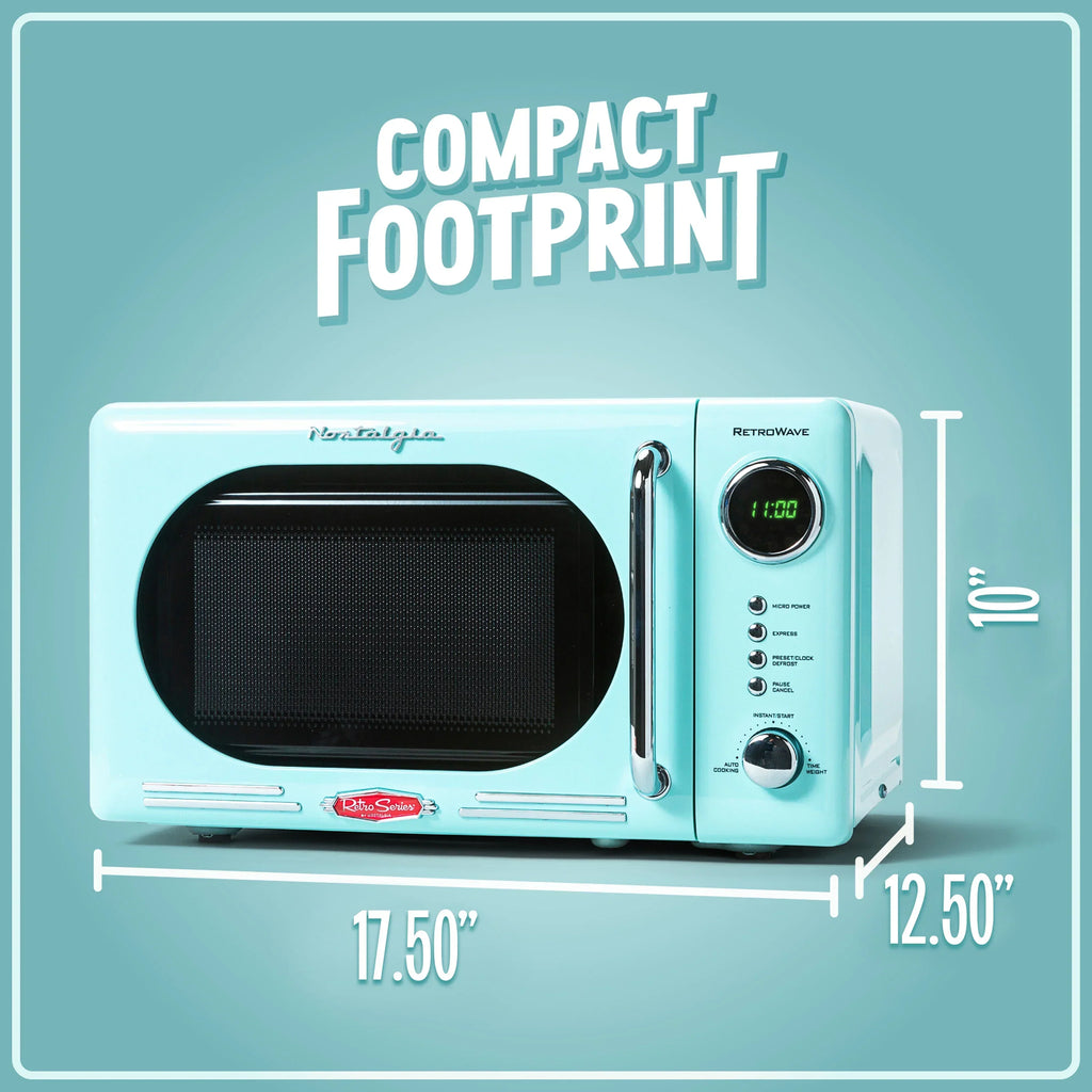 2026 NewNostalgia Retro Microwave for Countertop 0.7 cu ft Vintage Microwave, Pink