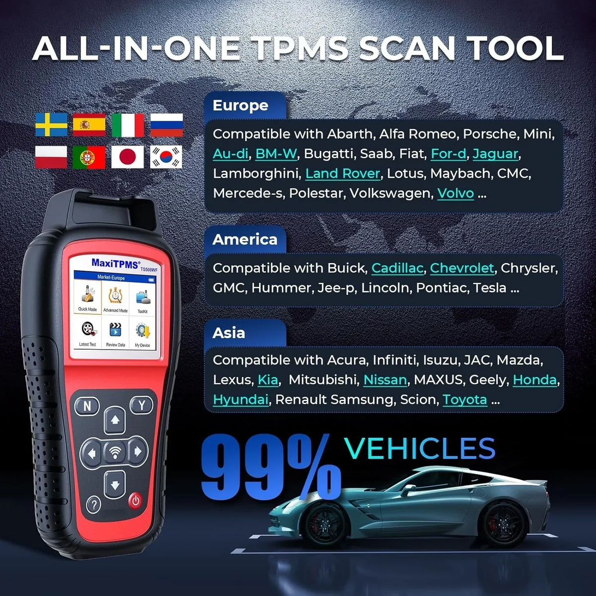 2026 NewMaxiTPMS TS508WF TPMS Tool, 2025 Enhanced Wi-Fi Ver. of TS508 TS501 PRO TS408S TS601, MX-Sensor TPMS Progamming Tool, TPMS Diagnosis/Reset TPMS Relearn Tool, Read/Clear TPMS DTCs