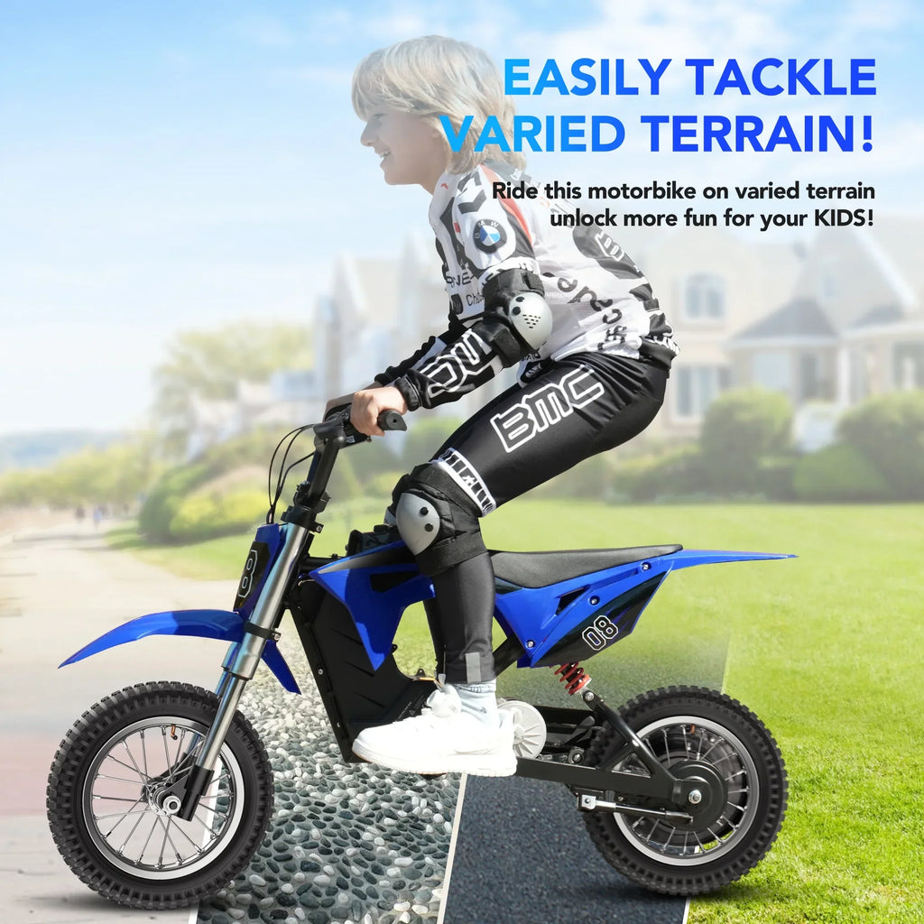 2026 New36V Kids Electric Dirt Bike,Fast Speed Electric Motorcycle Up to 16 MPH & 10 Miles Long-Range, 3-Speed Modes, Twist Grip Throttle, Dual Suspension & Brakes for Kids Ages 5-10 Ride on Toys