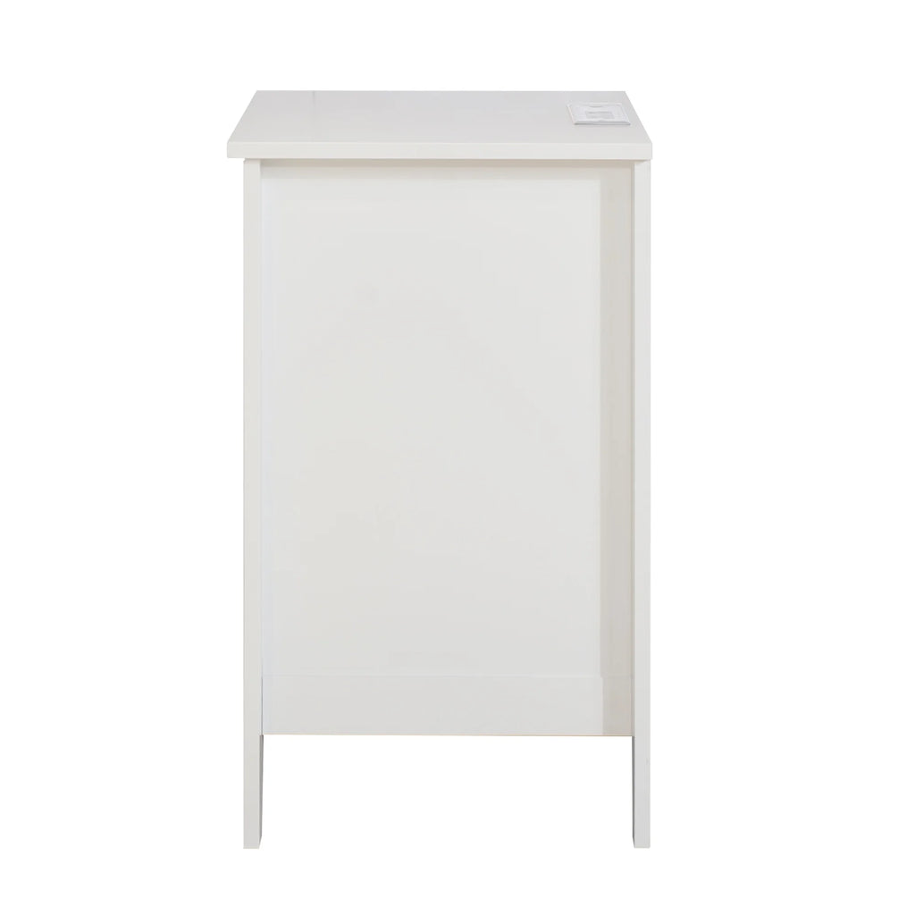 2026 NewGlavbiku Modern White 3 Drawer Nightstand Set of 2 with USB Ports & Power Outlets for Bedrooms,Adult