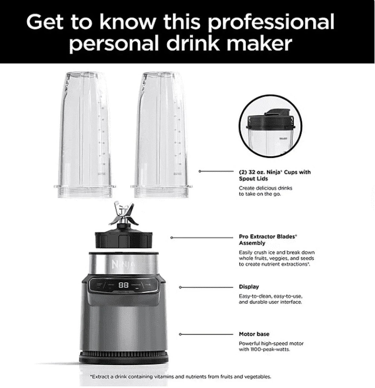 2026 NewNinja Nutri-Blender Pro with Auto-iQ, Personal Blender, CL401A