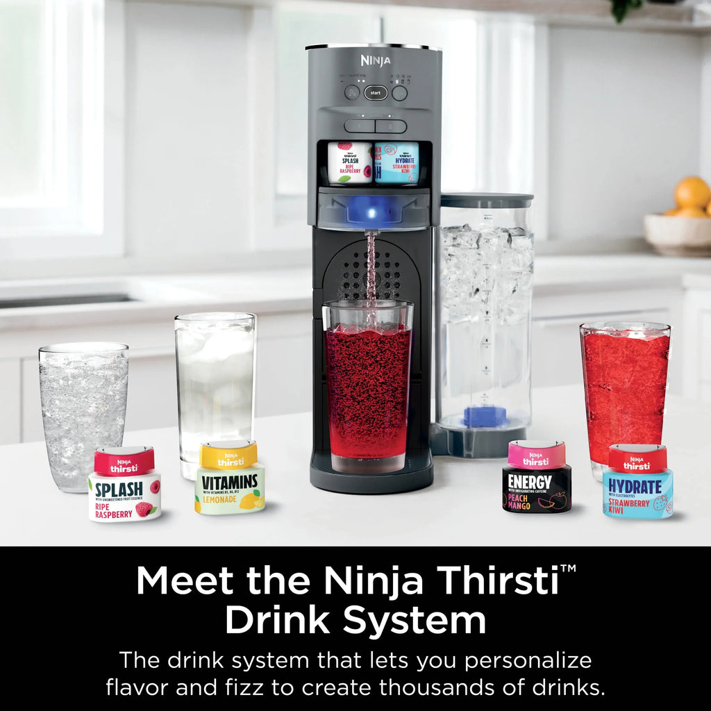 2026 NewNinja Thirsti Drink System Complete Still and Sparkling Customization Drink Kit with CO2 Canister, Flavors, and 48oz Reservoir