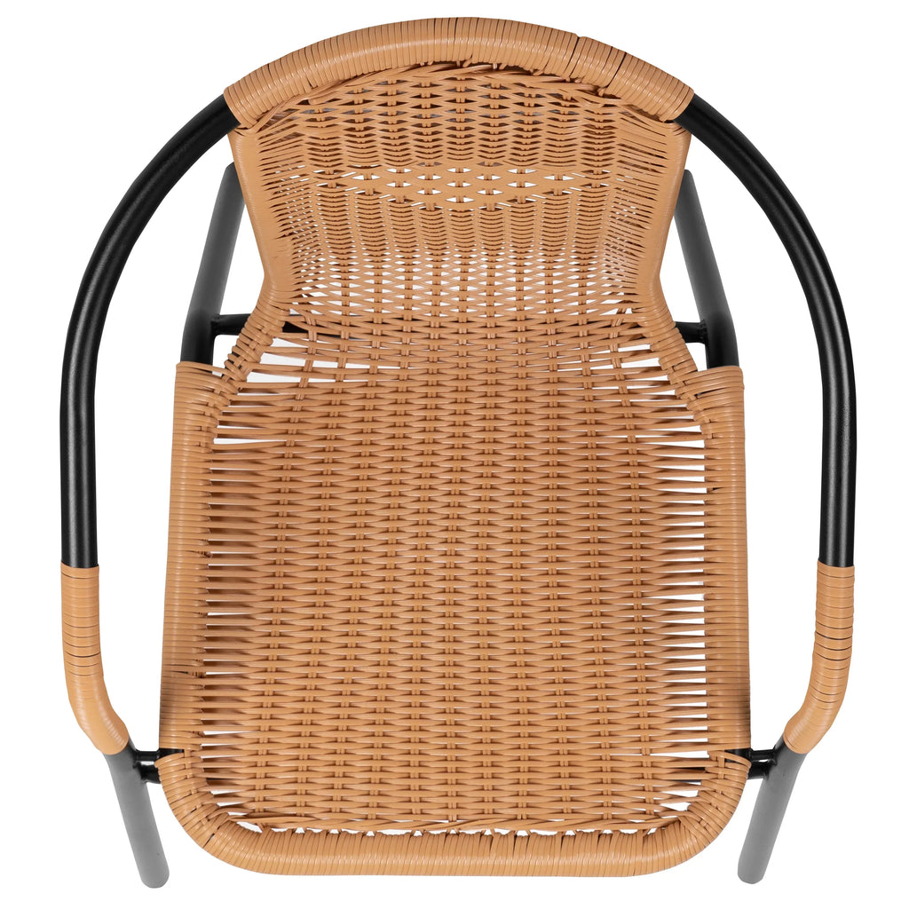 2026 NewEmma + Oliver Indoor/Outdoor Stacking Rattan Restaurant Patio Chairs, Set of 2, Gray
