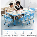 2026 NewTROPOW Kids Table and Chairs,Height Adjustable Toddler Table and 6 Chair,Multi-Activity Table with Graffiti Desktop Non-Slip Legs for Ages 2-10,Children Activity Table for Daycare,Classroom,Blue