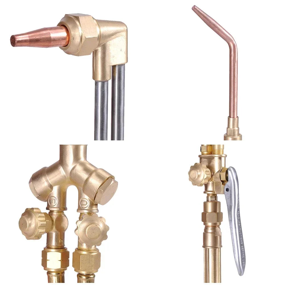 2026 NewYescom DOT Oxy Acetylene Torch Kit Gas Tank Brazing Welding Cutting Black Holder Gauge Portable Brass Nozzle Long Pipe Goggles Heavy Duty Oxygen Welder Tool Set