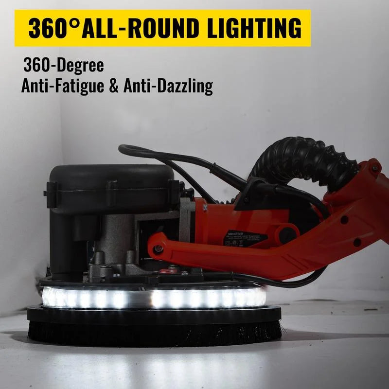 2026 NewDrywall Sander 850W, Electric Drywall Sander, Electric Sander, with LED Strip Light and Vacuum Bag, Variable Speed 800-1750 RPM, Foldable Sheetrock Sander, with Telescope Handle, Wall Sander