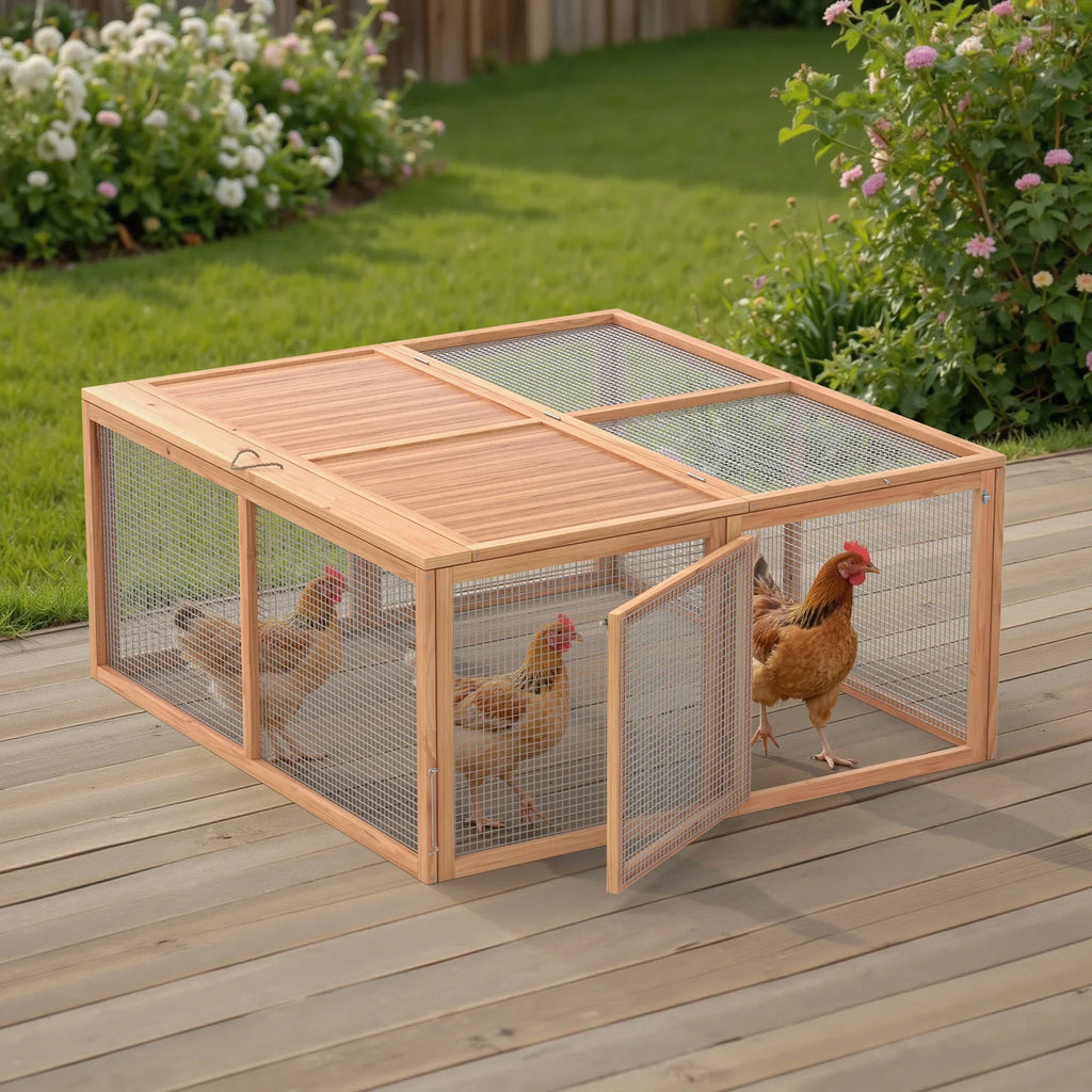 2026 NewPortable Chicken Coop Run Rabbit Hutch Outdoor Small Animal Cage House Wooden Poultry Enclosure for Bunny, Duck, Chick, Quail, No Assembly Required