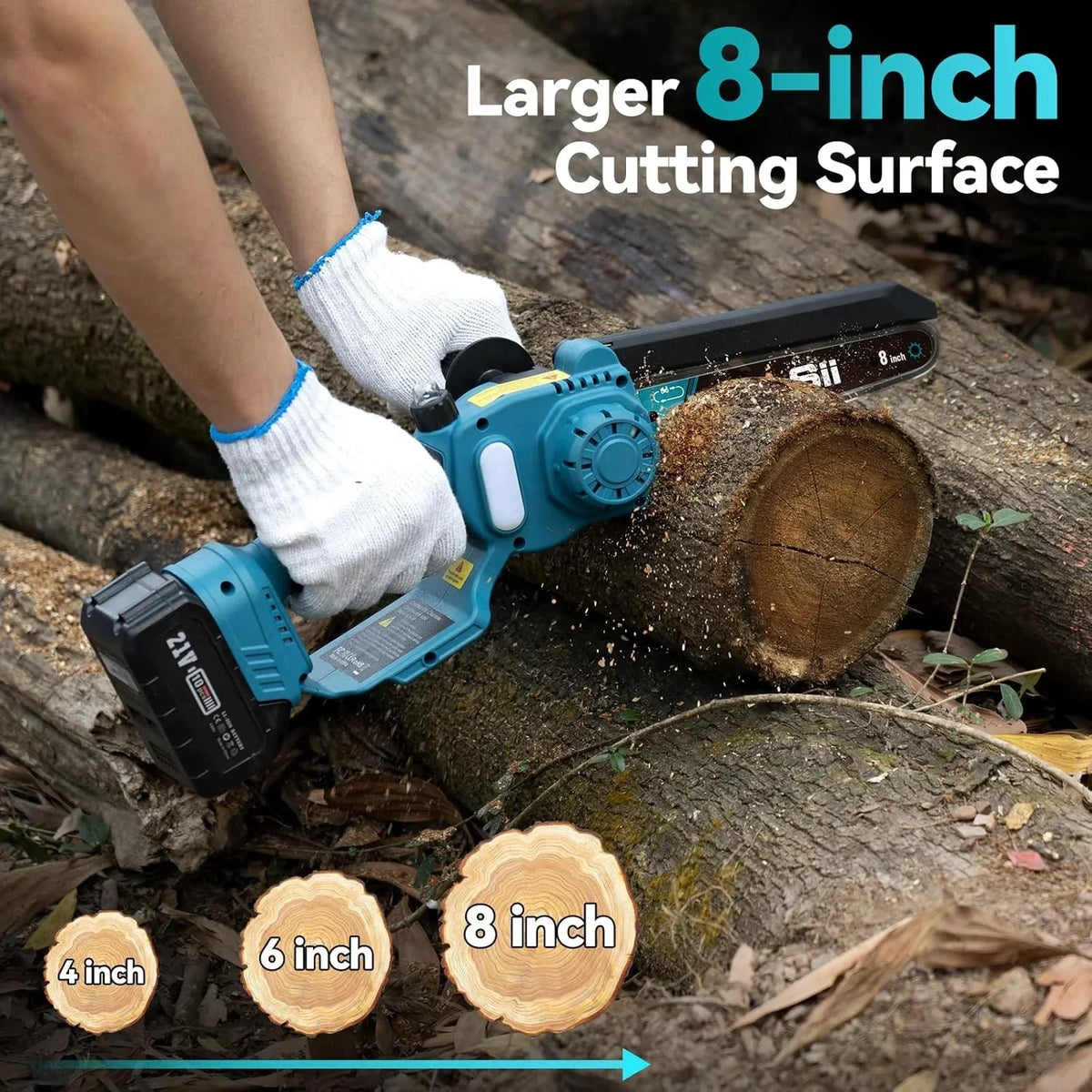 2026 NewSeesii 2-in-1 Cordless Pole Saw, 8 Inch Brushless Mini Chainsaw with Extension Pole, 16ft Max Pole Saws with 2x 21V Batteries for Tree Trimming, Branches Pruning, Wood Cutting