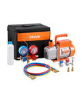 2026 NewVEVOR 3.5 CFM AC Vacuum Pump and Gauge Set,Single Stage Rotary Vane HVAC Air Vacuum Pump,A/C Refrigerant Manifold Gauge Kit, with Hoses,for R134a,R12,R22,R502a,R410A,R404,R407C Refrigerants