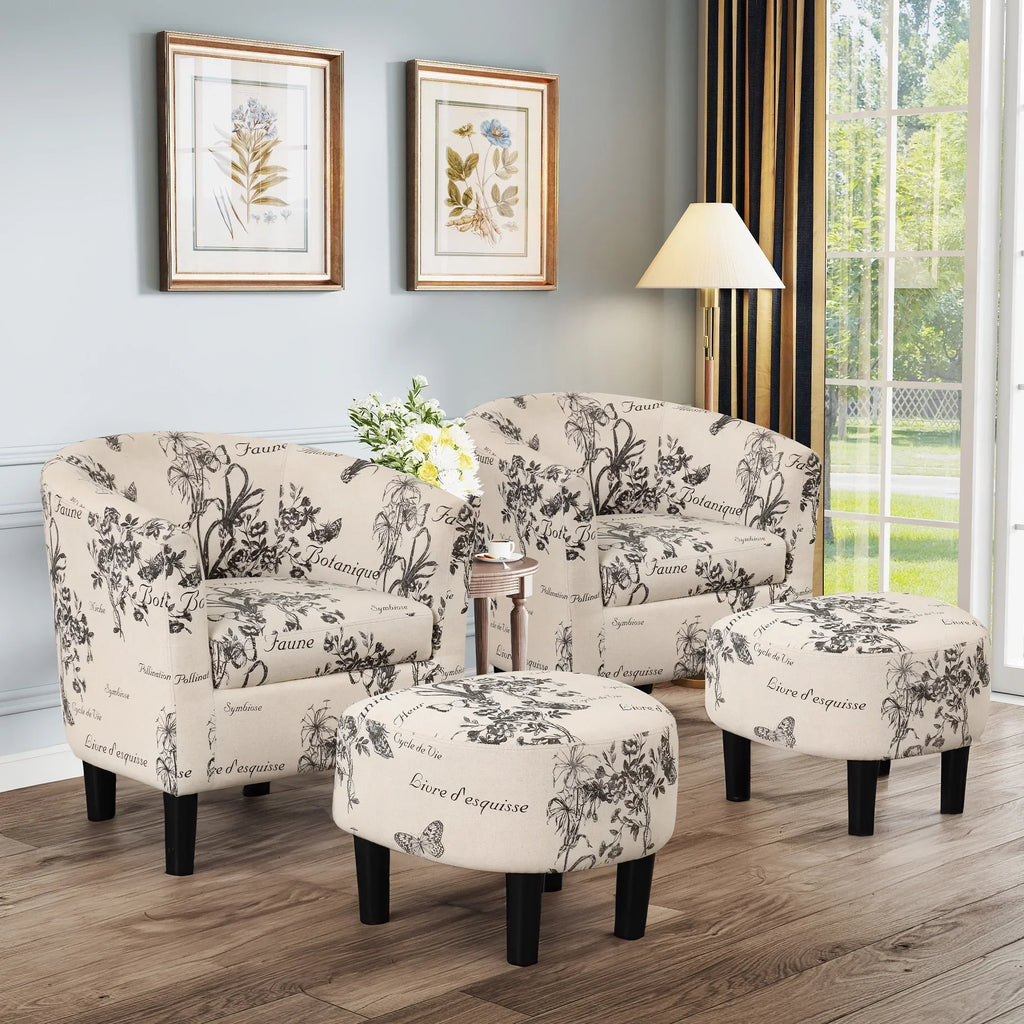 2026 NewBonzy Home Velvet Accent Chair with Ottoman for Living Room,Beige