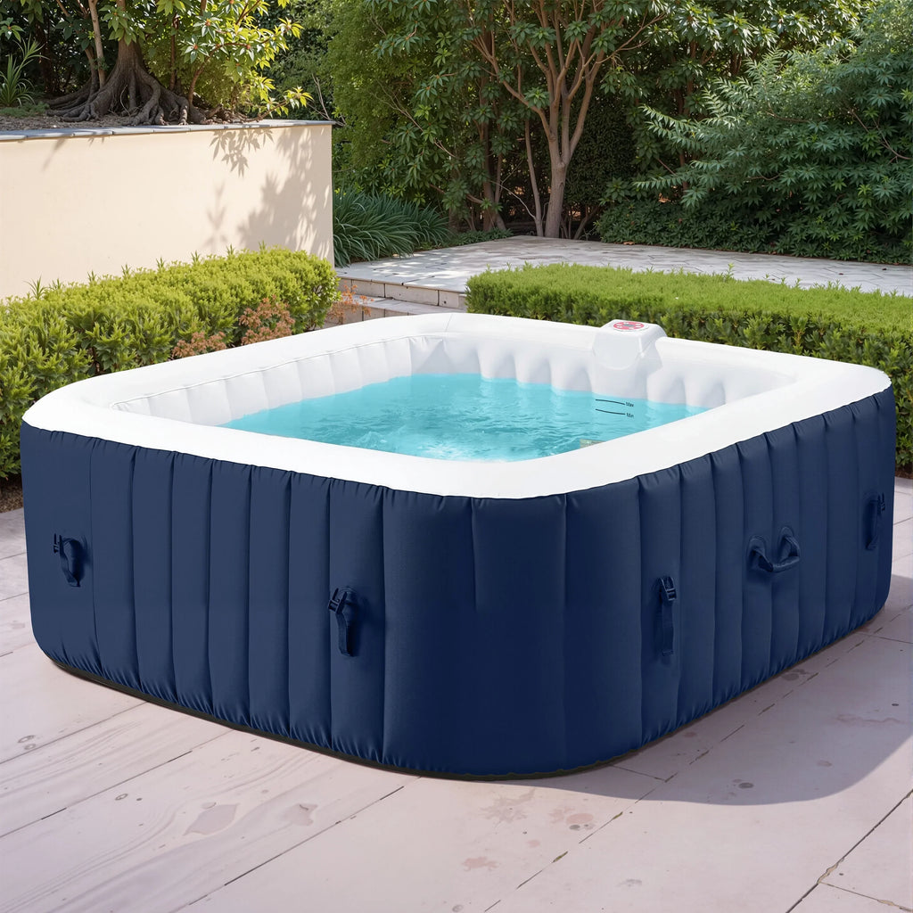 2026 New73 inch 4-6 Person Inflatable Hot Tub Spa with Control Panel, Outdoor Portable Hottub with 130 Jets, Insulated Tub Cover and Floor Protector, Temperature up to 104" F, Gray