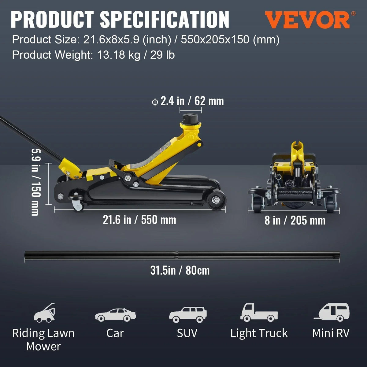 2026 New2.5 Ton Low Profile Floor Jack - Heavy Duty Steel Hydraulic Pump for Cars & SUVs