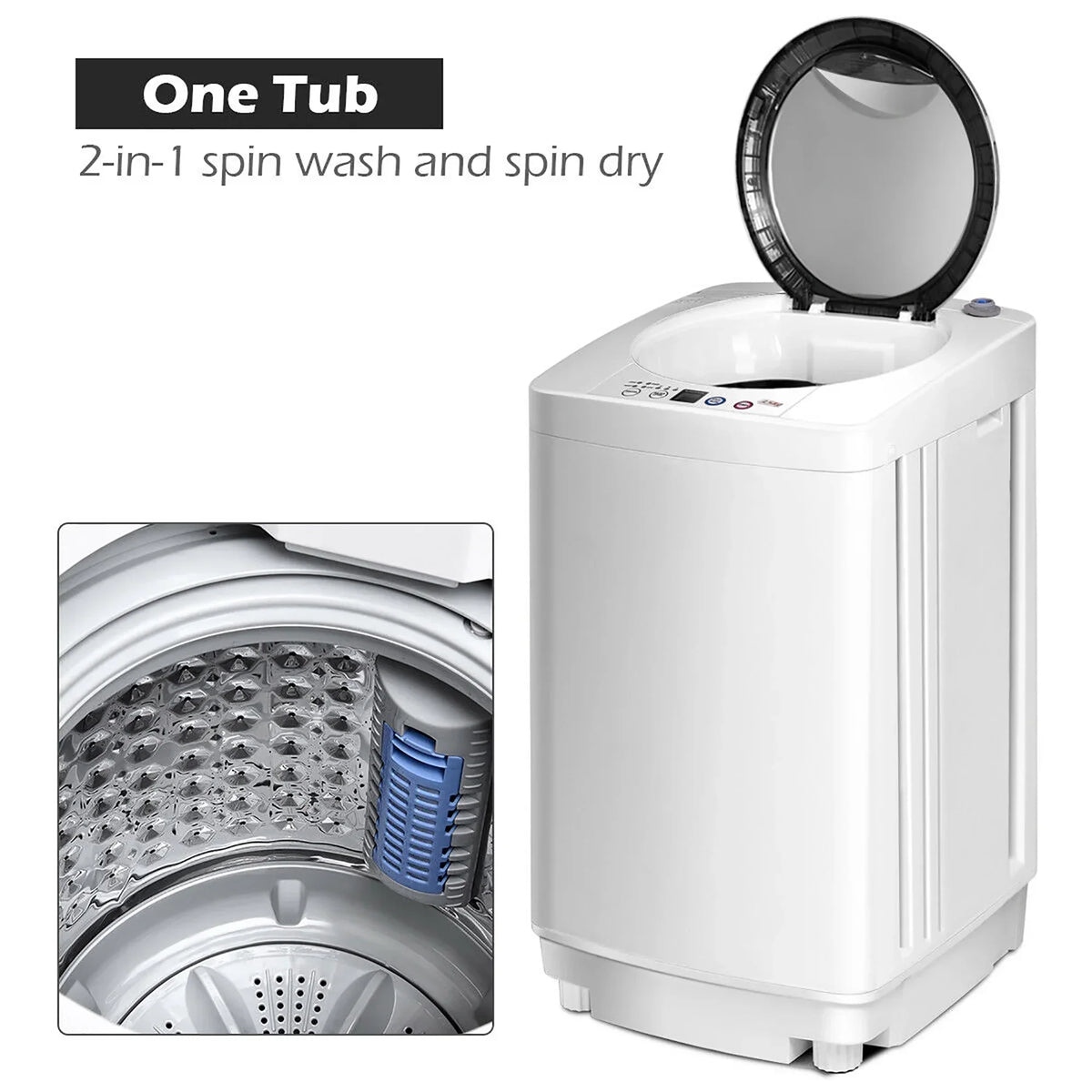 2026 NewCostway Full-Automatic Laundry Wash Machine Washer Spinner Drain Pump