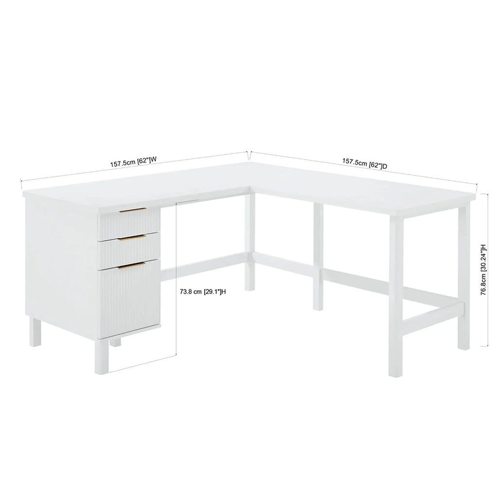 2026 NewBetter Homes & Gardens Lillian Fluted L-Shape Desk, Natural Pine Finish