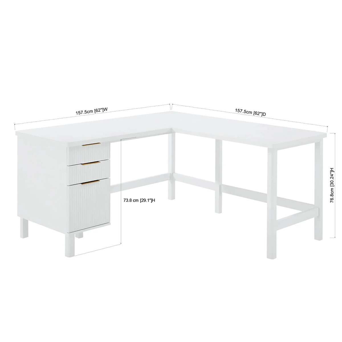 2026 NewBetter Homes & Gardens Lillian Fluted L-Shape Desk, Natural Pine Finish