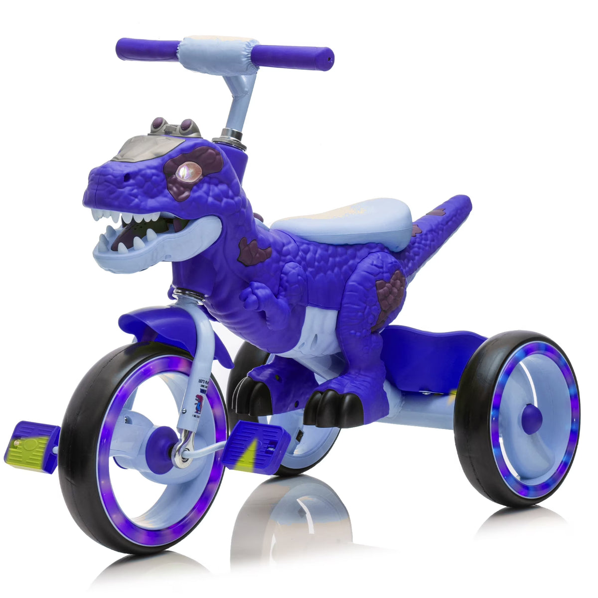2026 NewXuanlur Kids Ride on Dinosaur Tricycle, Toddlers Kid Trike with Wide Flash Wheels, Anti-Slip Pedals, Rear Basket, Music & LED Lights, Toddler Bike Toys Gift for 3-6 Year Old Boys & Girls (Green)