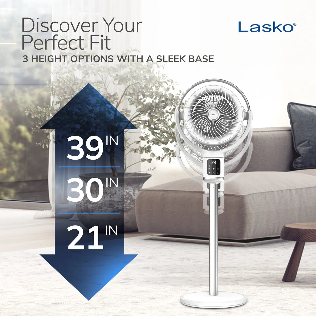 2026 NewLasko Whirlwind 7" 24-Speed Orbital Motion 25ft/s Airflow Remote Control Pedestal Fan, APDC301