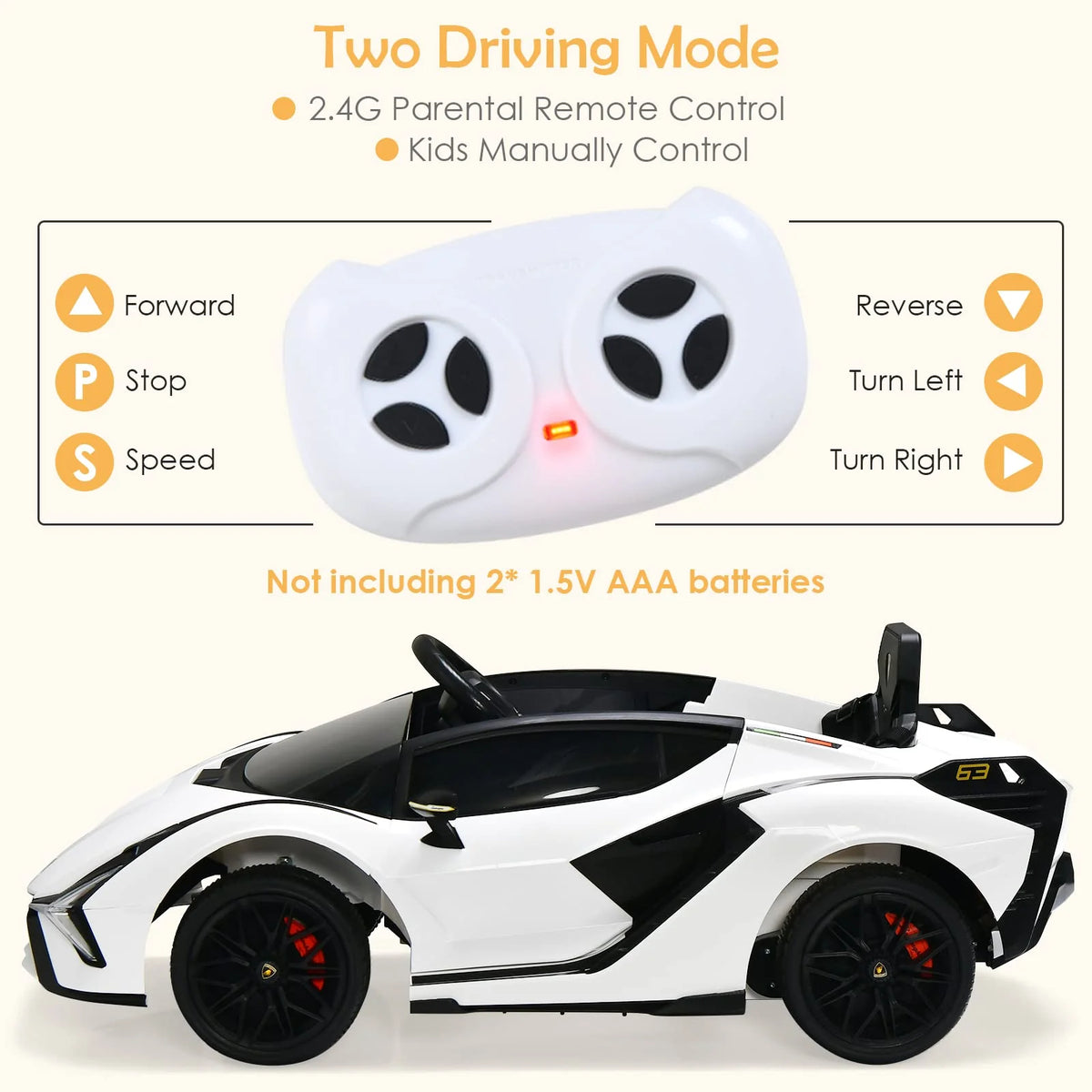 2026 Lamborghini Licenciado Eléctrico con Suspensión y Bluetooth