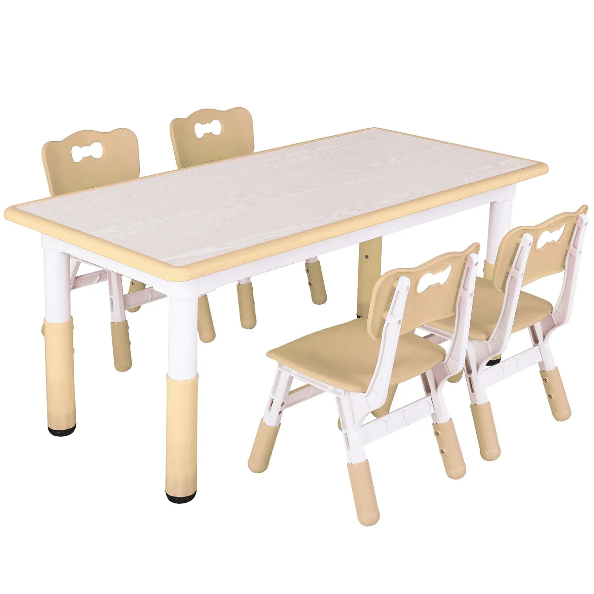 2026 NewLAZY BUDDY Kids Table and 4 Chairs Set, Height Adjustable Toddler Desk with Graffiti Desktop, Kids Activity Table Set for Daycare, Home