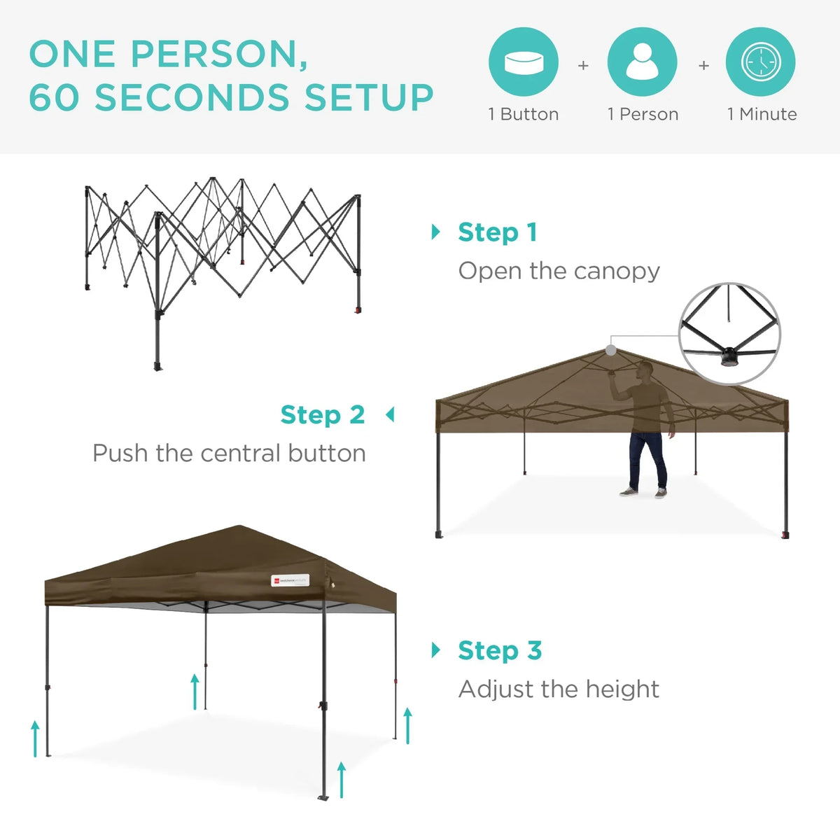 2026 NewBest Choice Products 12x12ft Easy Setup Pop Up Canopy w/ 1-Button Setup, Wheeled Case, 4 Weight Bags - Navy Blue