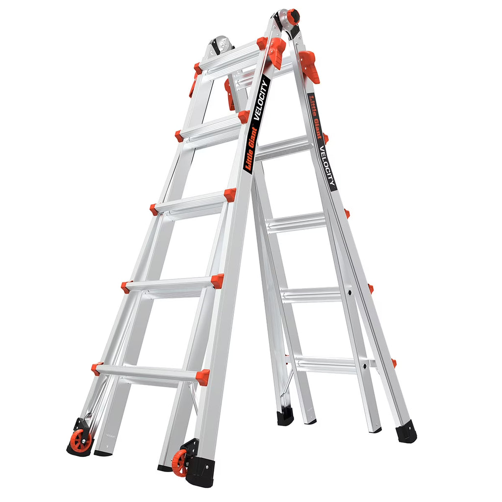 2026 NewLittle Giant Ladders Velocity 22-ft Multi-Position Ladder, Aluminum, 300 lb Capacity, Telescoping, A-Frame, Extension, with Wheels and Slip-Resistant Feet
