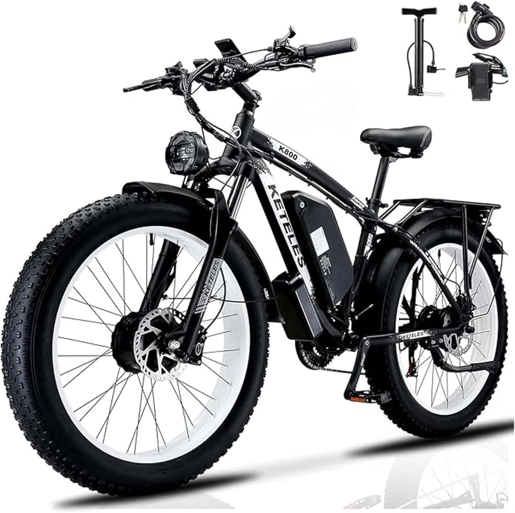 2026 NewKETELES Electric Bike for Adults, Peak 4000W Dual Motor Ebike"26" Fat Tire Electric Mountain bike, 48V 23AH Removable Battery UL 2849.