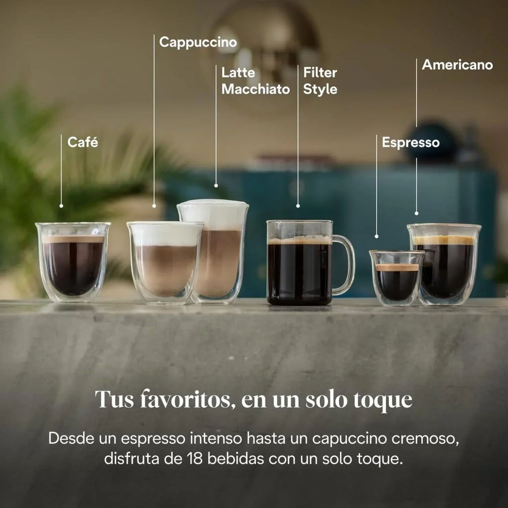 2026 Cafetera superautomática De'Longhi Perfetto Primadonna Soul ECAM612.55.SB para café y capuchino con sistema de leche LatteCreme, tecnología de grano a taza, 18 bebidas, control por aplicación.