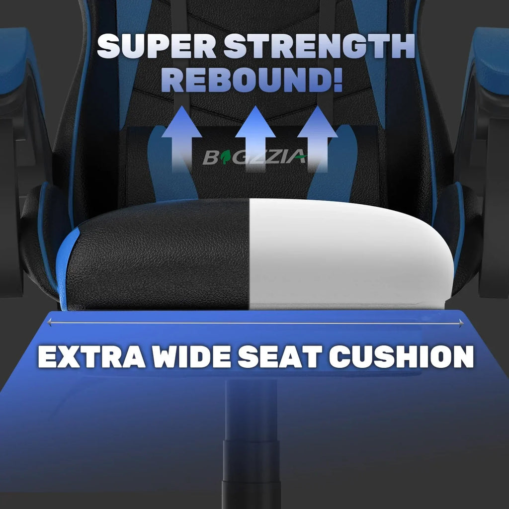 2026 NewBigzzia Gaming Chair Office Chair, Ergonomic Game Chair with Height Adjustable Headrest and Lumbar Support for Adults Teens, Black & White
