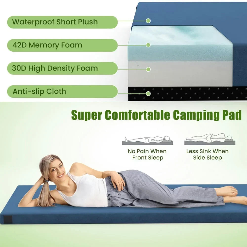 2026 NewSpaco Foldable Camping Mattress with High Density Foam Cushion and Anti-slip Bottom, Air Mattresses & Sleeping Bags for Outdoor as Garden, Yard, Navy