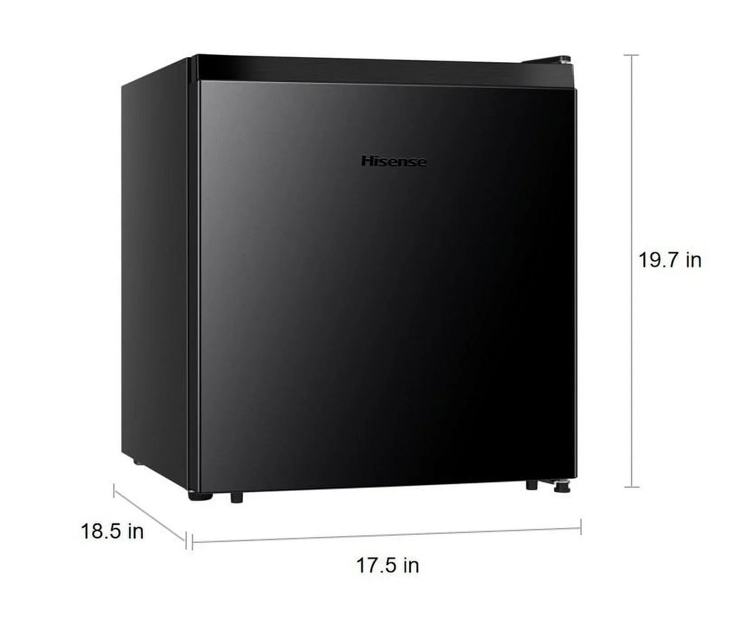 2026 NewHisense 1.6 Cu ft Single Door Mini Fridge, Black, Energy Star, 1 Year Warranty, WMS017M6XBE New