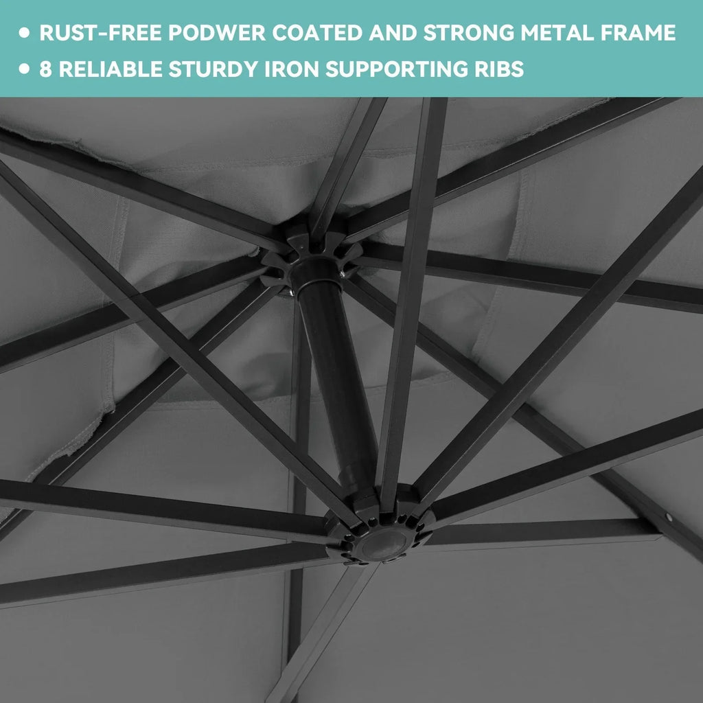 2026 NewJUSTLET 10ft Heavy Duty Patio Hanging Offset Cantilever Patio Umbrella W/ 4-Piece Base Included Included, Beige
