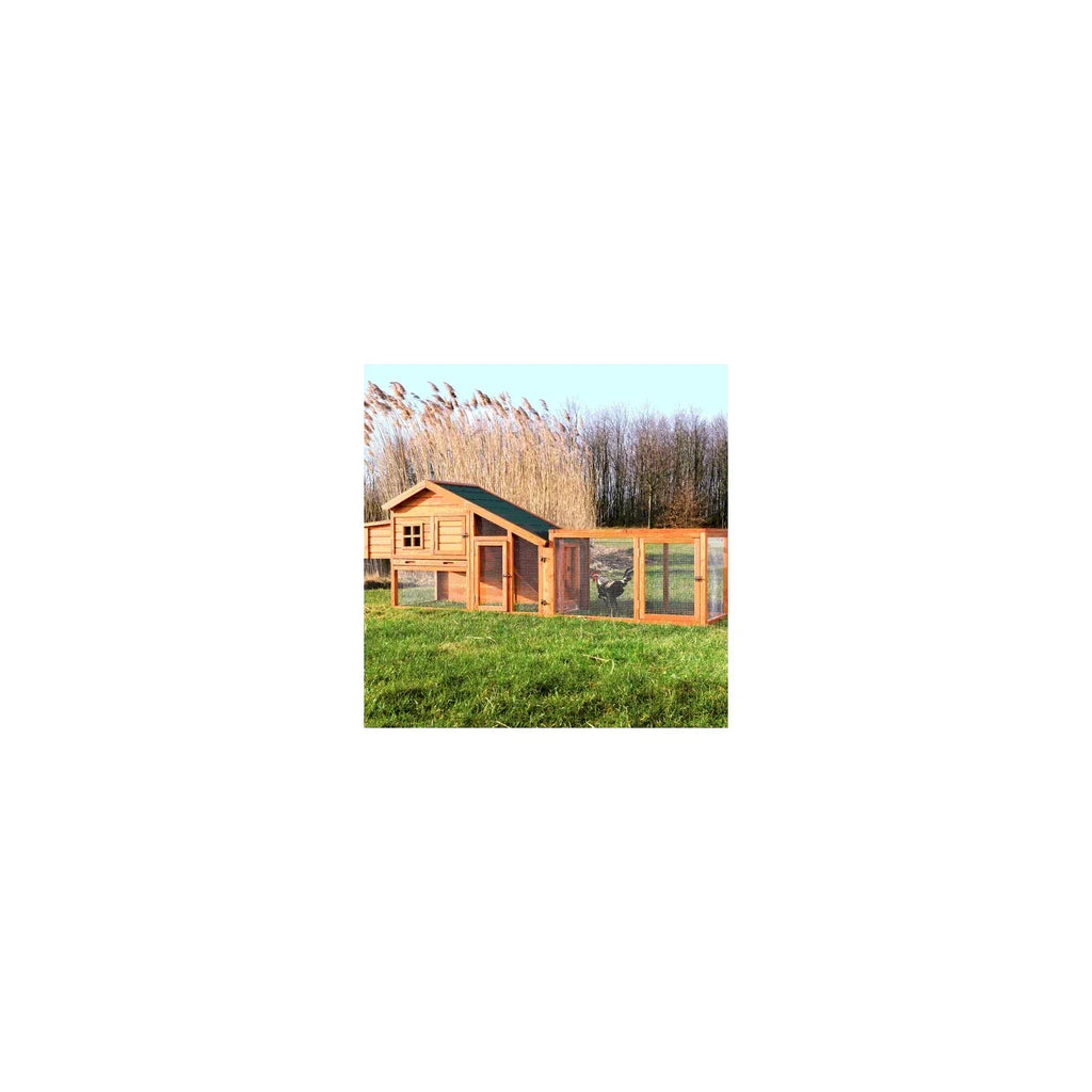 2026 NewTRIXIE Weatherproof Outdoor Wooden Chicken Coop with 2 Nesting Boxes & Run, Brown