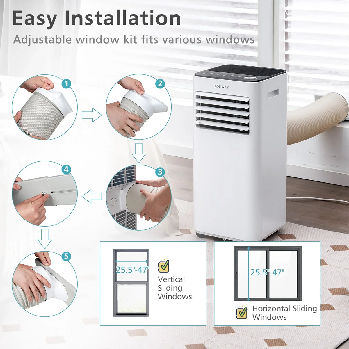 2026 NewCostway 10000 BTU Portable Air Conditioner 3-in-1 Air Cooler with Fan Dehum Sleep Mode