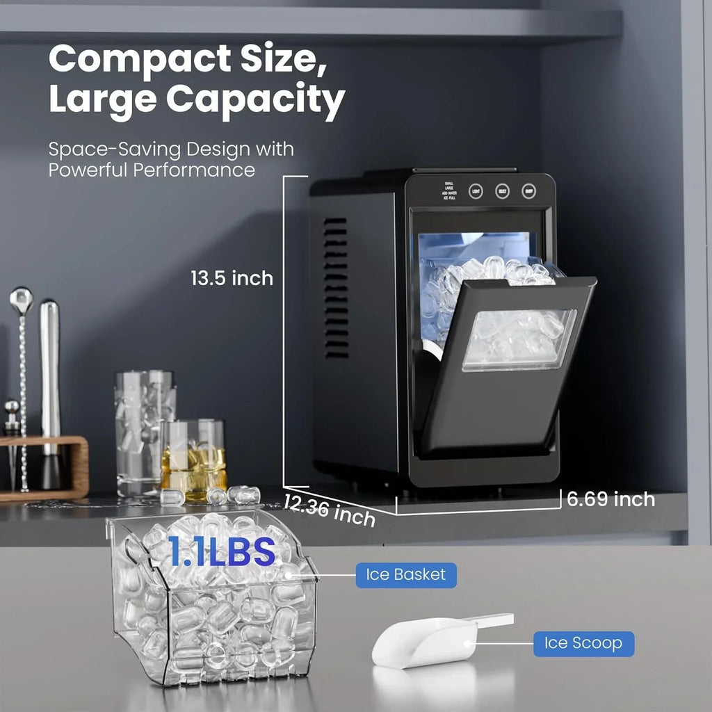 2026 NewMoifoi Ice Maker Countertop, 26 lbs/24 H, 8 Pcs Ice in 6 Mins, Portable Ice Maker Machine with Self-Cleaning, Interior Lighting, 2 Sizes Bullet Ice, Black