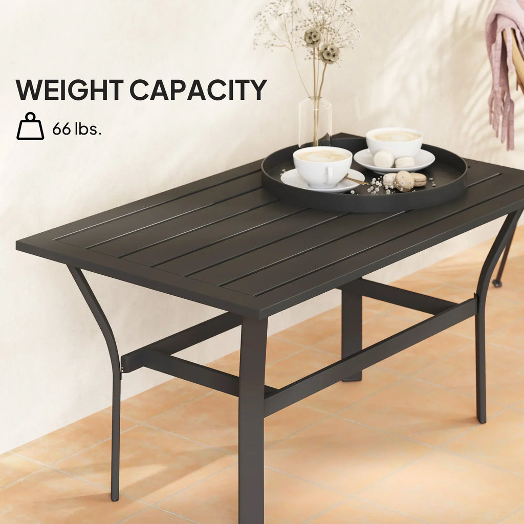 2026 NewOutsunny Outdoor Coffee Table, All-Weather Rectangle Patio Coffee Table with Slatted Tabletop for Outside, Patio, Brown