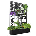 2026 Macetero metálico FOOWIN de 180 cm de alto con enrejado, jardinera elevada para exteriores para plantas trepadoras, jardinera con enrejado y orificio de drenaje, color negro.
