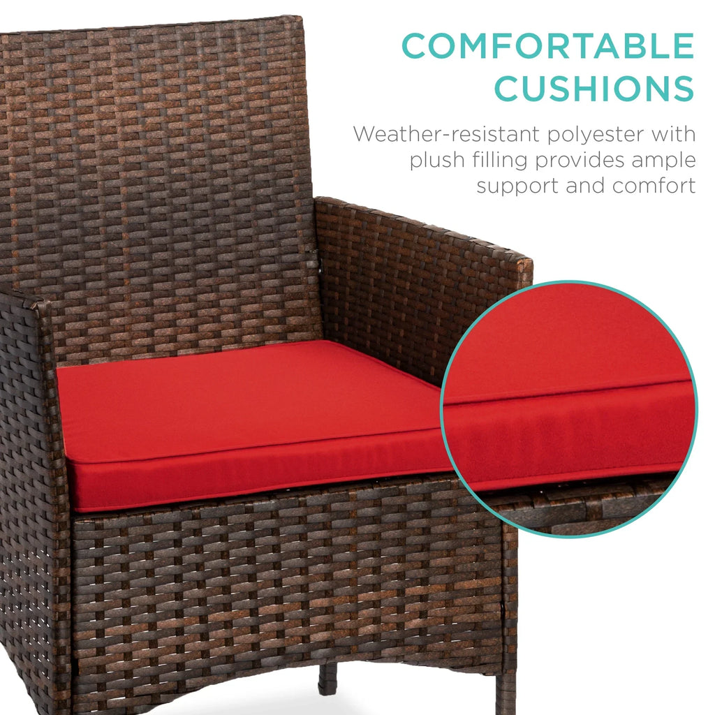 2026 NewBest Choice Products 3-Piece Outdoor Wicker Conversation Patio Bistro Set, w/ 2 Chairs, Table - Gray/Navy