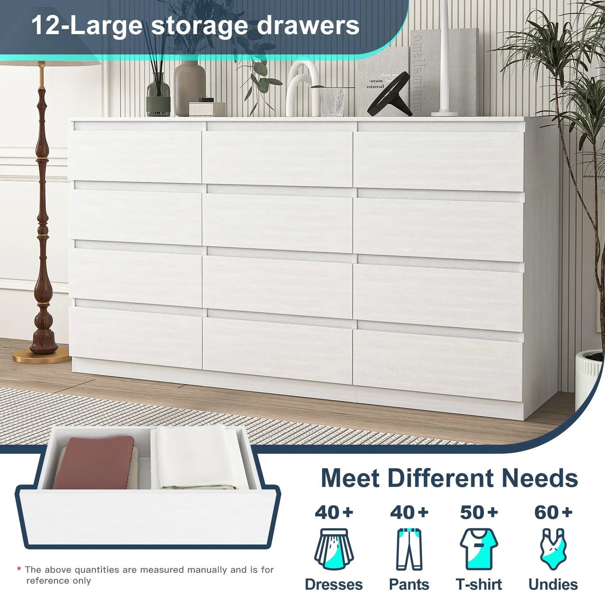 2026 NewResenkos Modern Mid Century 6 Drawer Wide Dressers Chests for Bedroom, Chest of Drawer Organizer Grey