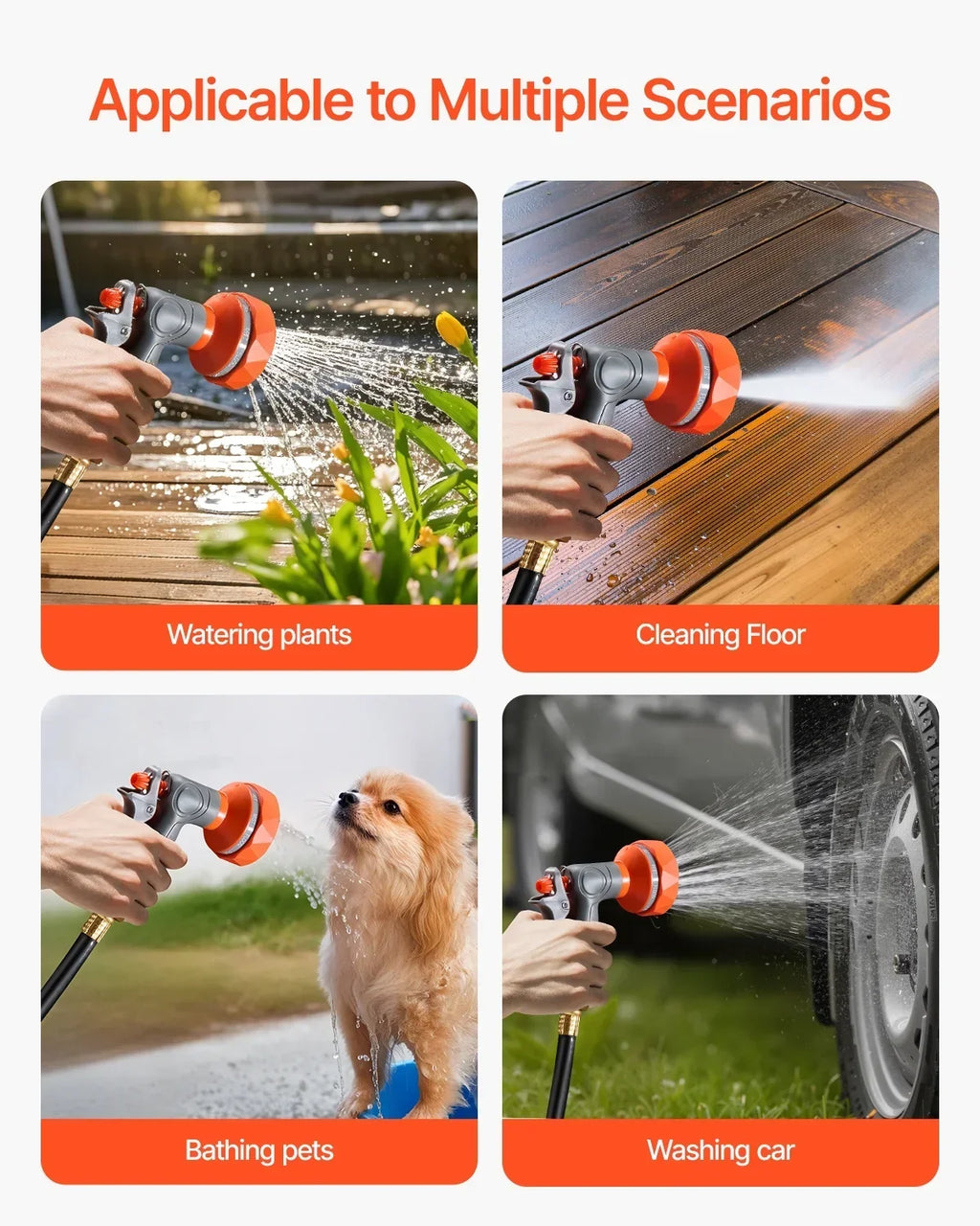 2026 NewVEVOR Retractable Garden Hose Reel, 5/8 Inch x 100 ft Wall Mounted Hose Reel, Heavy Duty Garden Hose Reel with 9 Patterns Nozzle, Any Length Lock, Upgraded Slow Return System and 180" Swivel Bracket