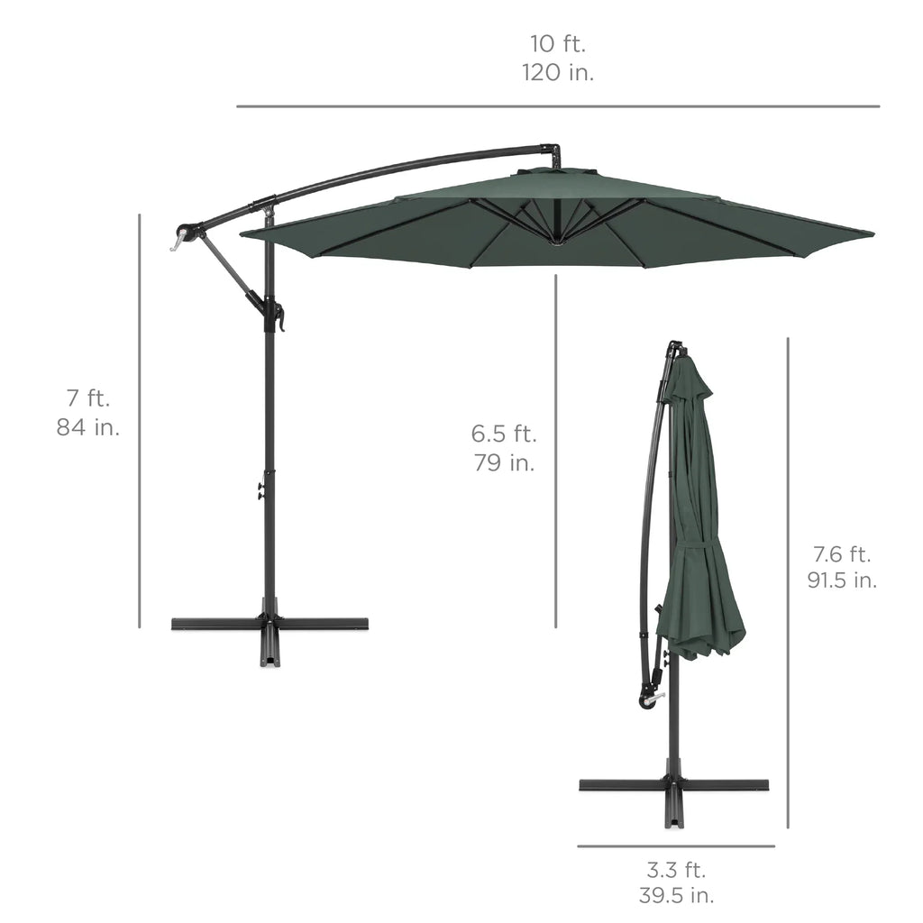 2026 NewBest Choice Products 10ft Offset Hanging Outdoor Market Patio Umbrella w/ Easy Tilt Adjustment - Tan
